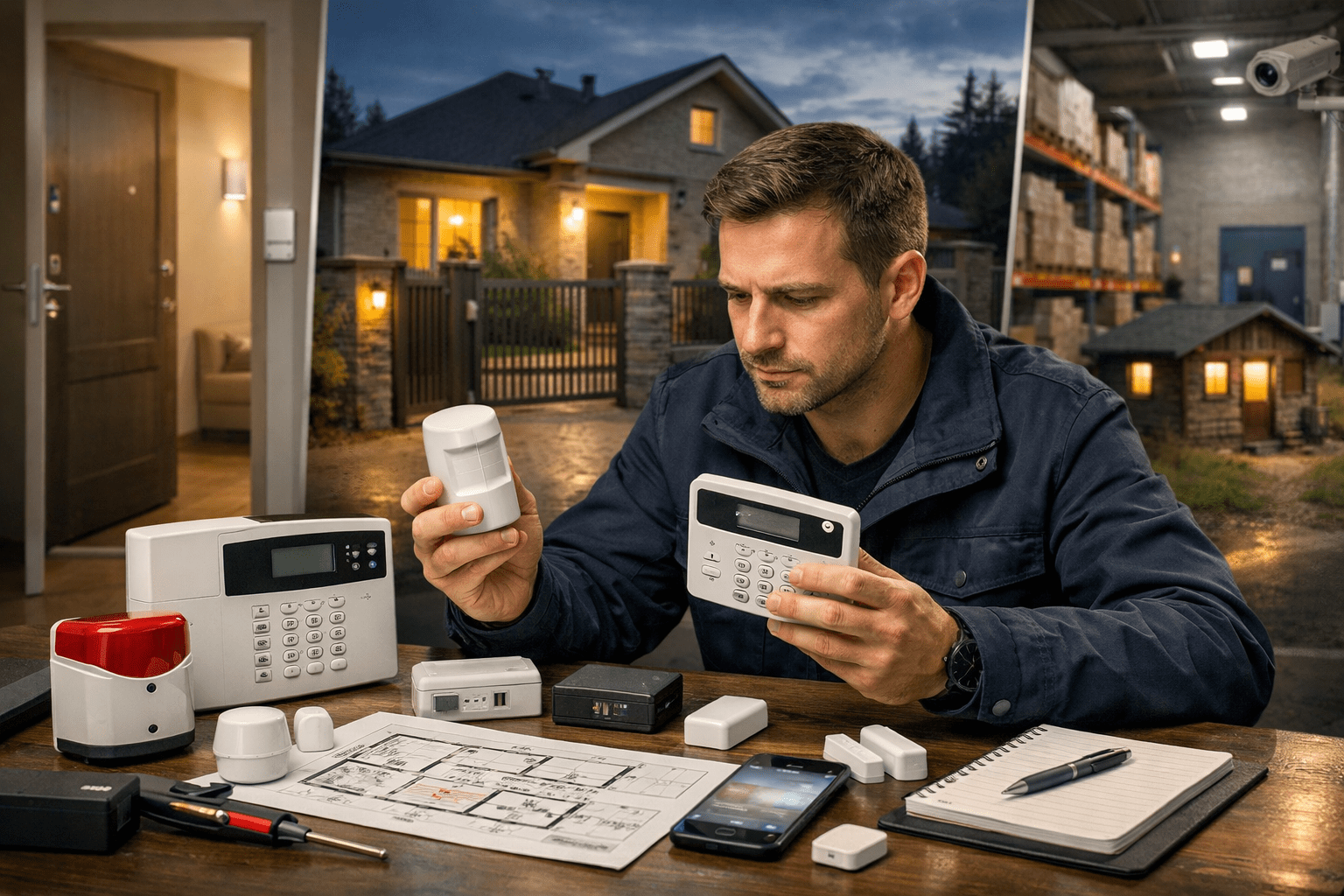 Современная сигнализация для дома и бизнеса с датчиками, сиреной, мобильным управлением и защитой объекта