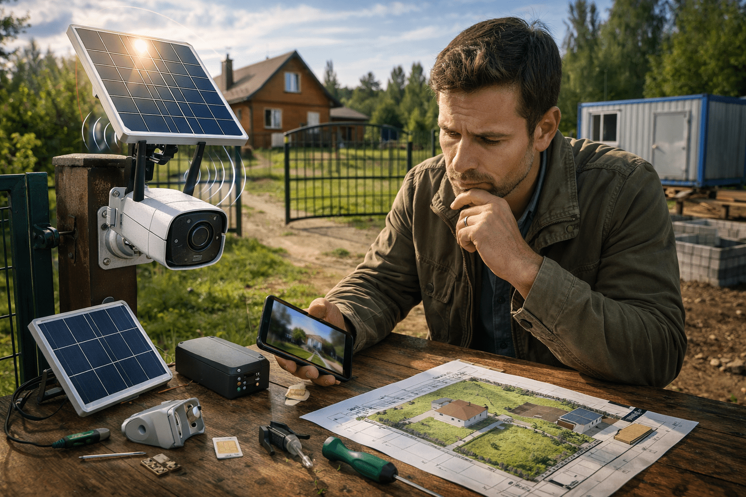 камера на солнечной батарее для дачи с аккумулятором и SIM-картой на удалённом участке без электричества