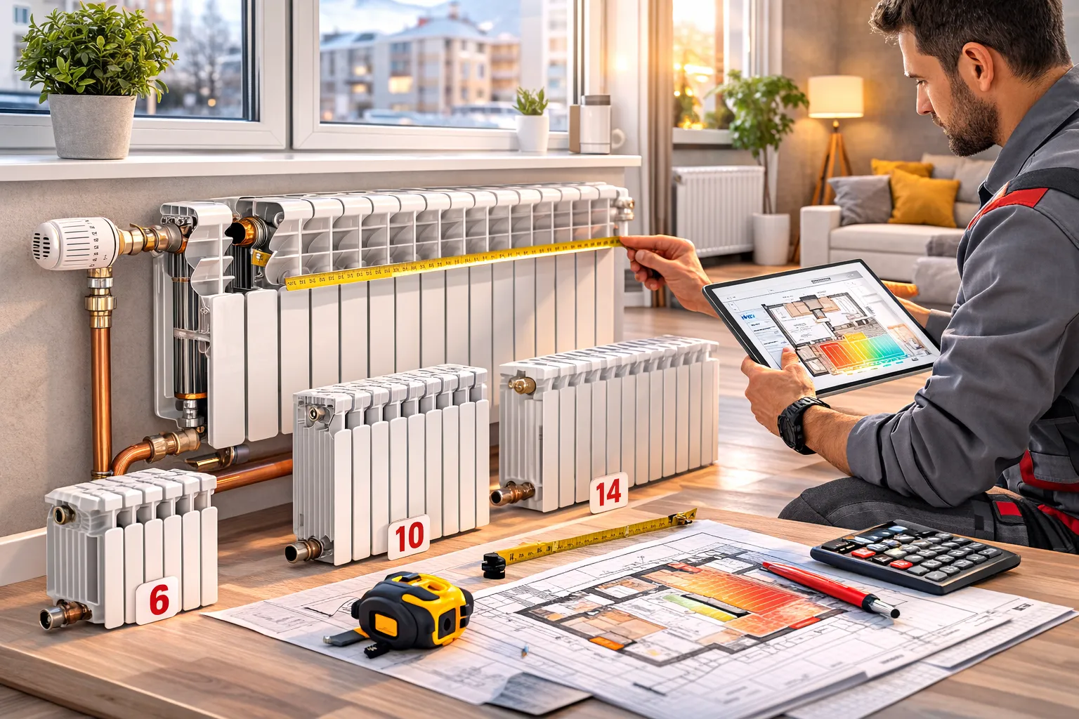 расчёт биметаллических радиаторов по площади и теплопотерям количество секций радиатора