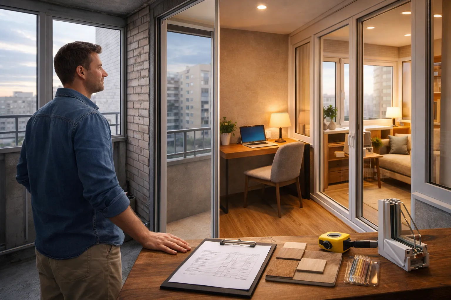 Тёплое остекление балкона с ПВХ окнами, утеплением и сравнением с холодным остеклением