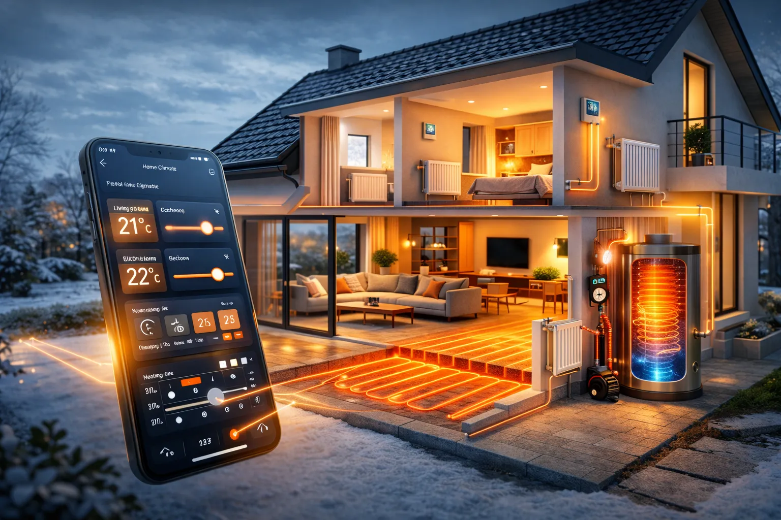 умное отопление дома система управления отоплением со смартфона радиаторы термостат автоматизация отопления частного дома