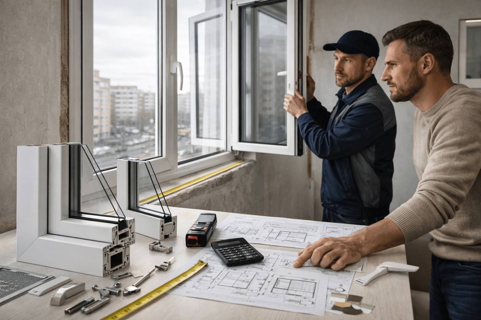 Пластиковые окна по индивидуальным размерам с замером, расчётом стоимости и установкой под ключ