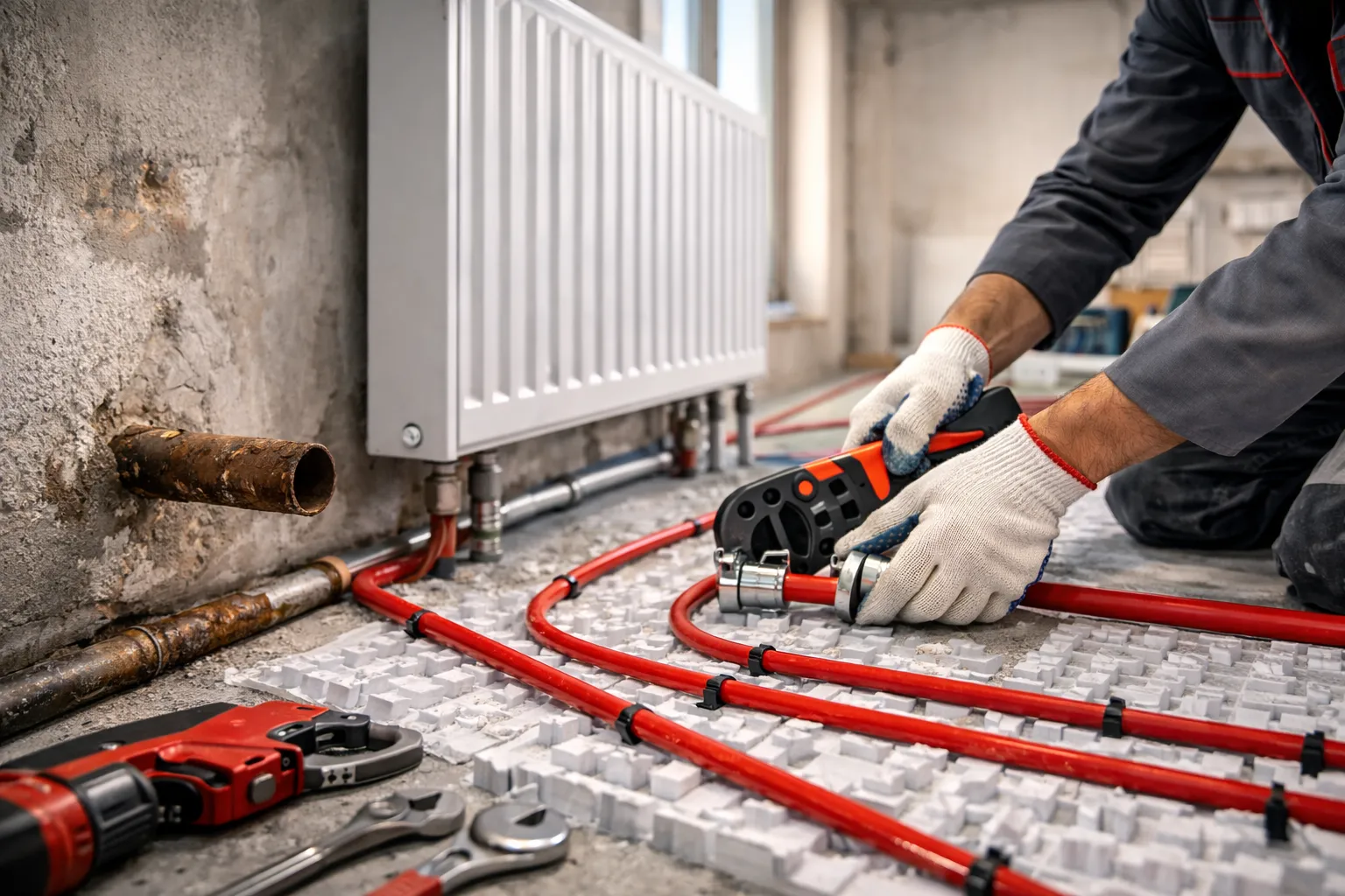 замена системы отопления в квартире монтаж труб радиаторов отопления