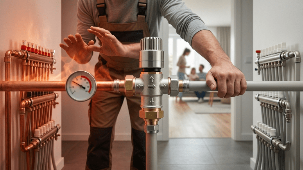 термостатический трехходовой клапан схема установки для теплого пола и котла с подмесом