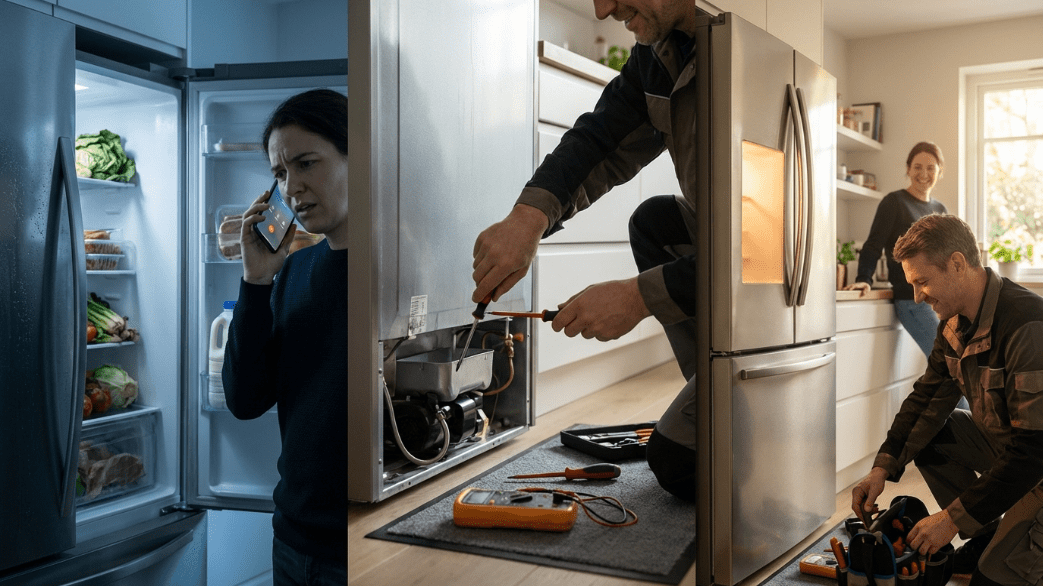 ремонт холодильника на дому мастер чинит холодильник на кухне срочный выезд