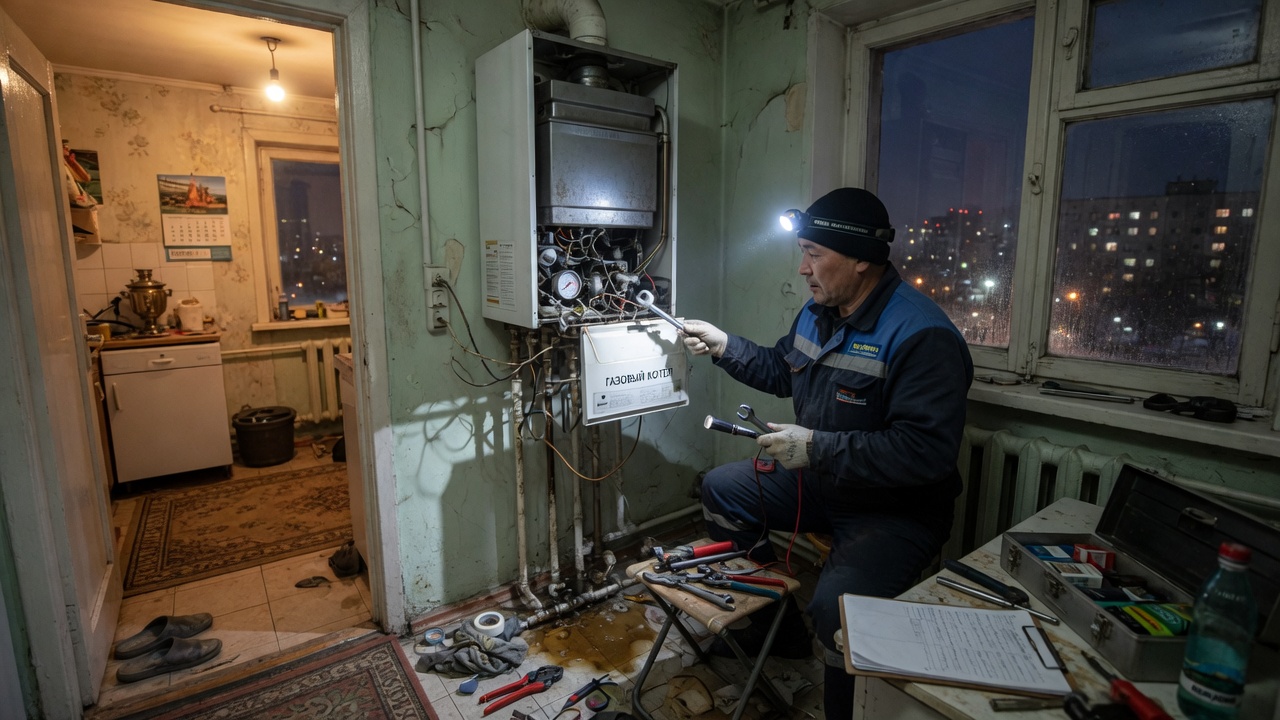 Срочный ремонт газового котла вечером в квартире в Алматы